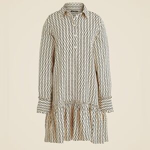 J. Crew Size Large Amelia Popover Shirt-Dress In Vintage Links Print